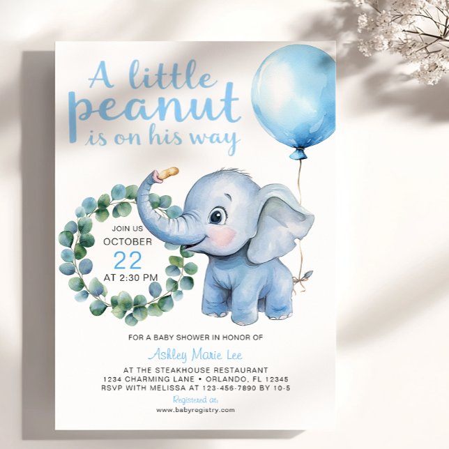 Invitación a Baby Shower para pequeños elefantes d (Cute Elephant Baby Shower Invite)