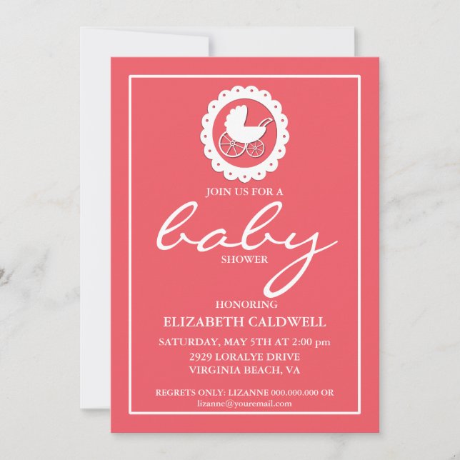 Invitación a Baby Shower para portadora de bebé (Anverso)