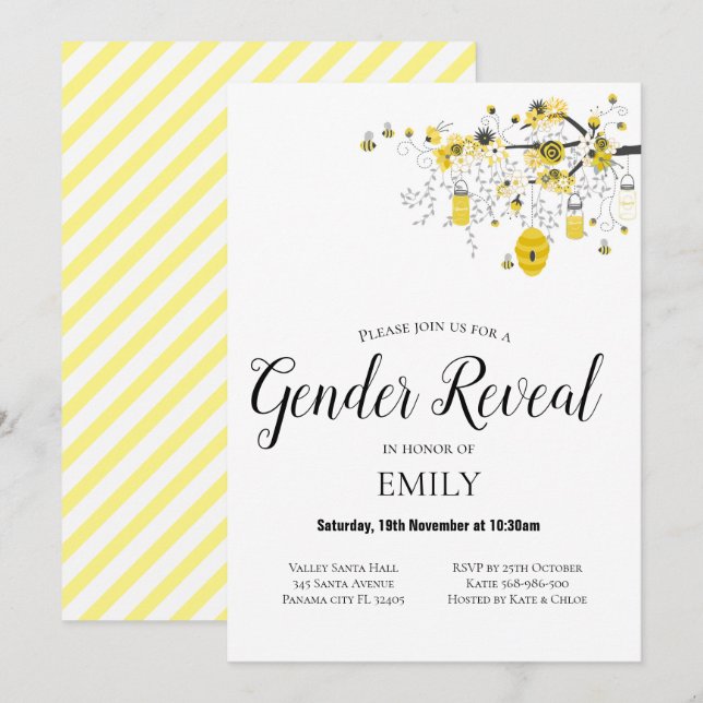 Invitación a Baby Shower para revelar género (Anverso / Reverso)
