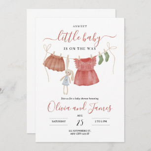 Invitación a Baby Shower para ropa de bebé, Chica 