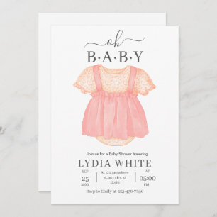 Invitación a Baby Shower para ropa de bebé, ducha 