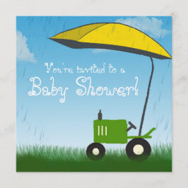 Invitación a Baby Shower para tractores: Green Tra