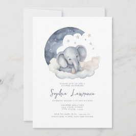 Invitación a Baby Shower para un bebé elefante lin