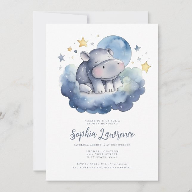 Invitación a Baby Shower para un bebé elefante lin (Anverso)