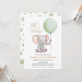 Invitación a Baby Shower para un elefante neutral 