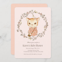 Invitación a Baby Shower para un gato kittch vinta