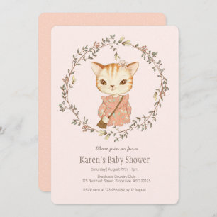Invitación a Baby Shower para un gato kittch vinta