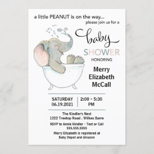 Invitación a Baby Shower para un pequeño elefante 