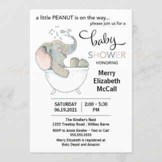 Invitación a Baby Shower para un pequeño elefante