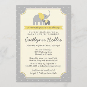 Invitación a Baby Shower para un pequeño elefante 