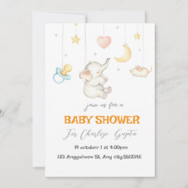 Invitación a Baby Shower para un pequeño elefante 