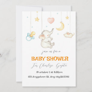 Invitación a Baby Shower para un pequeño elefante 
