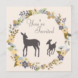 Invitación a Baby Shower para venado de flores de