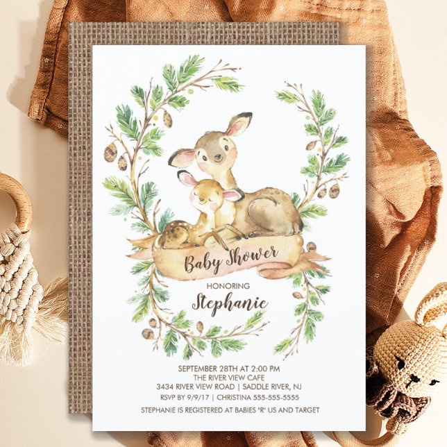 Invitación a Baby Shower para venados de Woodland  (Subido por el creador)