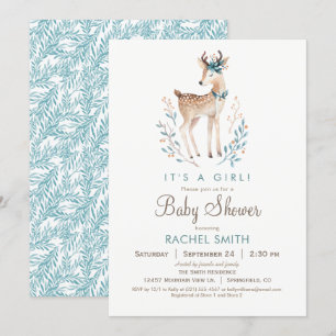 Invitación a Baby Shower para venados de Woodland