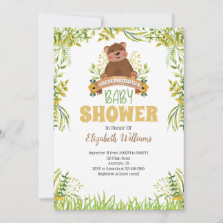 Invitación a Baby Shower para Woodland Bear