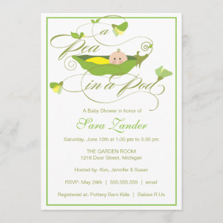 Invitación a Baby Shower - Pea neutra en un Pod