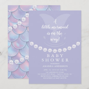 Invitación a Baby Shower Pearls & Mermaid