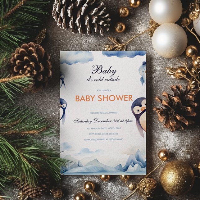 Invitación a Baby Shower Penguin Winter Wonderland (Subido por el creador)