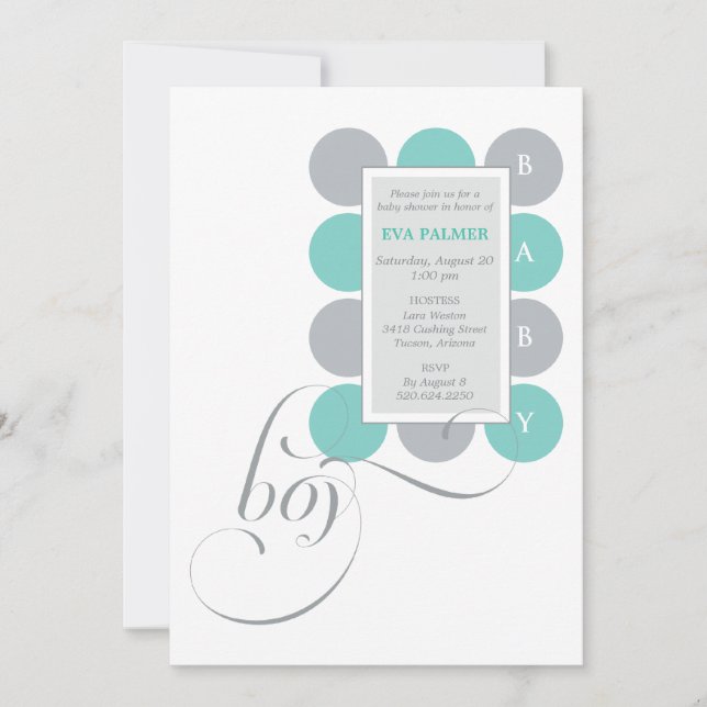 Invitación a Baby Shower Personalizado Dots Boy (Anverso)