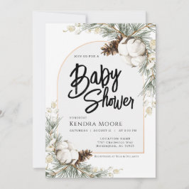Invitación a Baby Shower Pinecone Spruce Winter