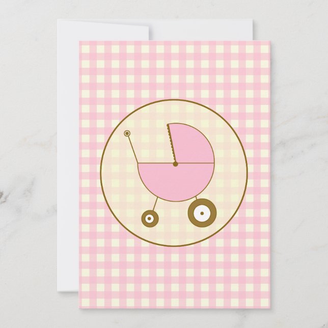 Invitación a Baby Shower Pink Gingham (Anverso)