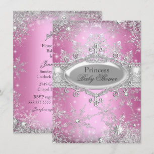 Invitación a Baby Shower Pink Princess Winter Wond