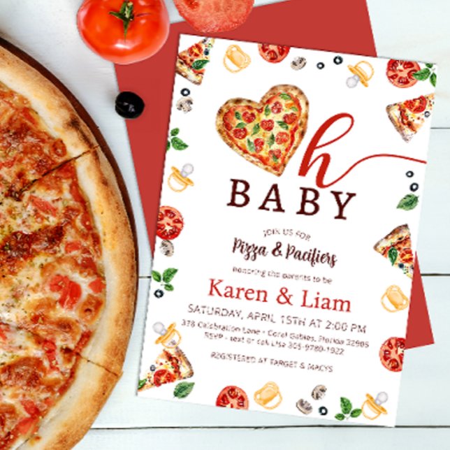Invitación a Baby Shower Pizza | Oh Tema del bebé (Couples Pizza Baby Shower)