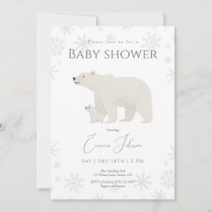 Invitación a Baby Shower Polar Bear Winter Géner