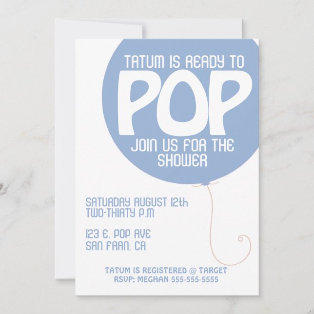Invitación a Baby Shower POP (Anverso)