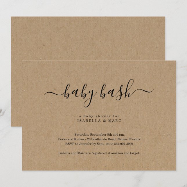 Invitación a Baby Shower por Baby Bash (Anverso / Reverso)