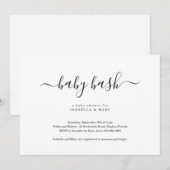 Invitación a Baby Shower por Baby Bash (Anverso / Reverso)