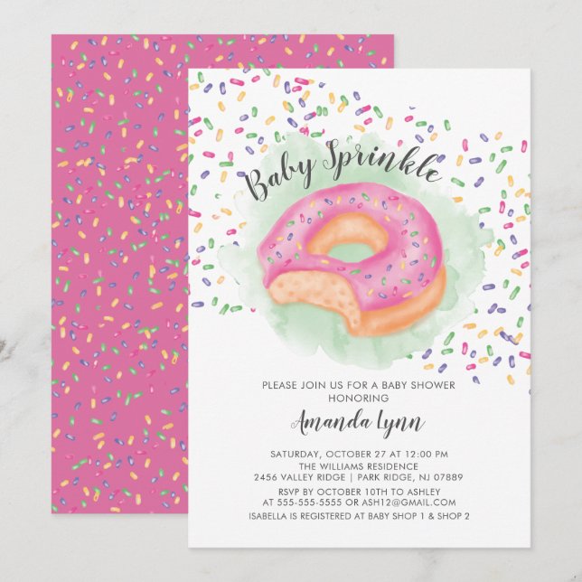 Invitación a Baby Shower por Baby Sprinkle Donut (Anverso / Reverso)