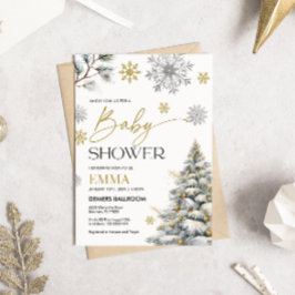 Invitación a Baby Shower por copo de nieve