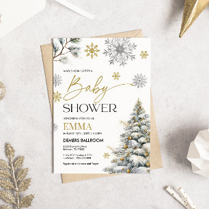 Invitación a Baby Shower por copo de nieve