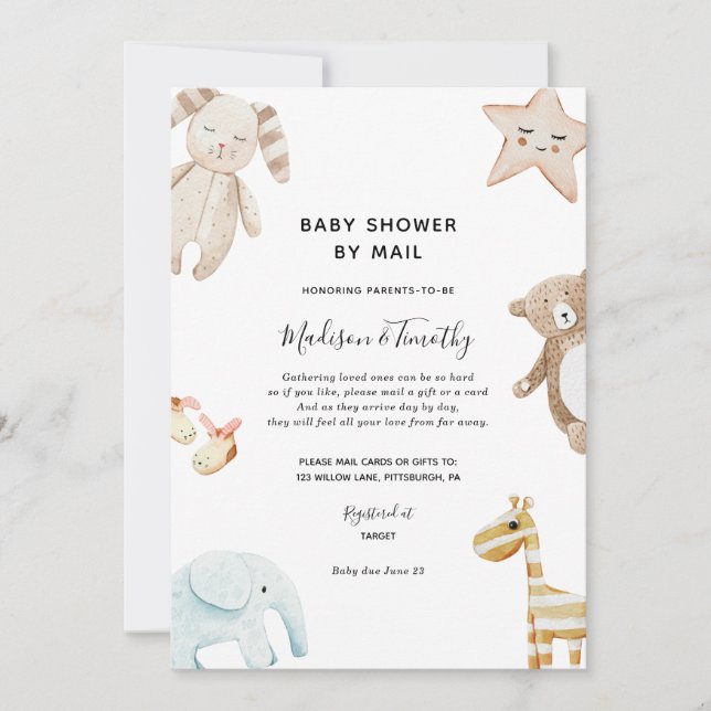 Invitación a Baby Shower por correo (Anverso)
