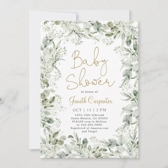 Invitación a Baby Shower por el aliento del bebé (Anverso)