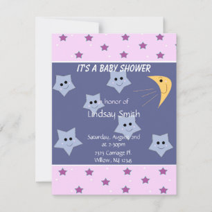 Invitación a Baby Shower por estrellas y luna