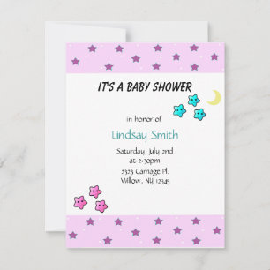 Invitación a Baby Shower por estrellas y luna