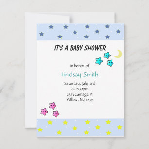Invitación a Baby Shower por estrellas y luna