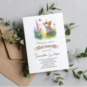 Invitación a Baby Shower por Fox y Mariposa de Beb