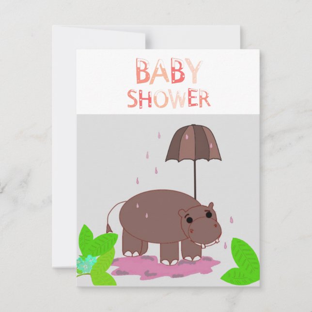 Invitación a Baby Shower por Hippopótamo (Anverso)