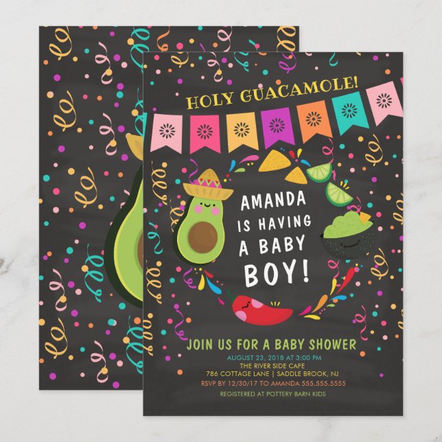 Invitación a Baby Shower por Holy Guacamole Fiesta (Anverso / Reverso)
