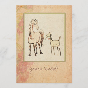 Invitación a Baby Shower por la yegua ecuestre y e