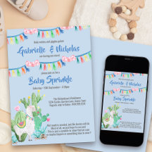 Invitación a Baby Shower por Llama azul gaseosa