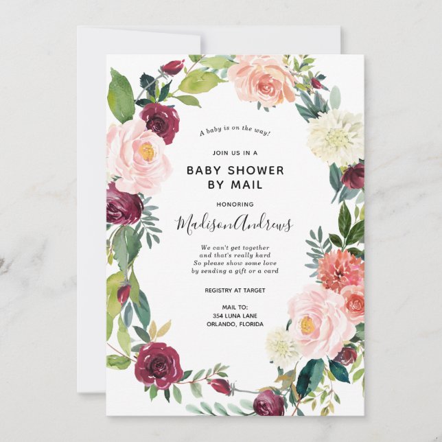 Invitación a Baby Shower por Mail Spring Floral (Anverso)