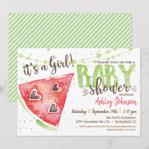 Invitación a Baby Shower por sandía, Chica