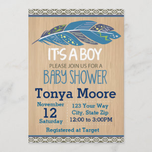 Invitación a Baby Shower por tribus rusticas (much