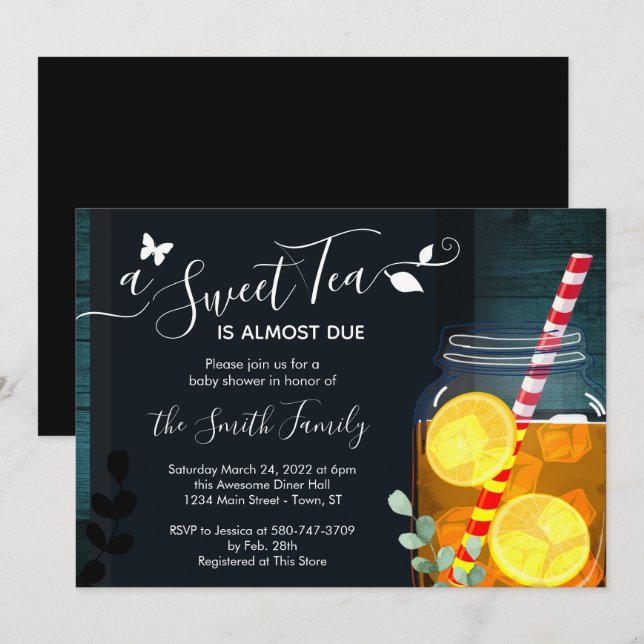 Invitación a Baby Shower por un té dulce (Anverso / Reverso)