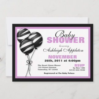 Invitación a Baby Shower púrpura de globos de impr